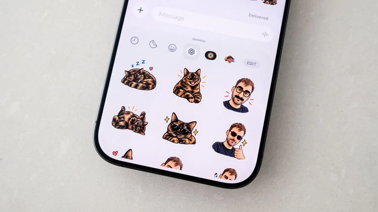 A photo of a set of stickers ChatGPT generated for the author to use in iMessage.
