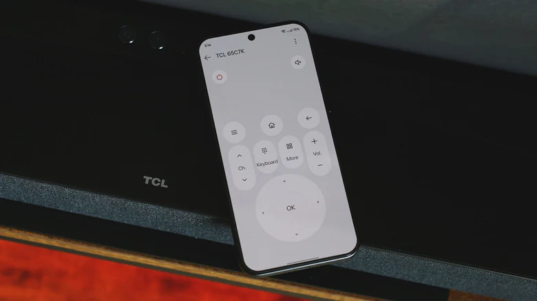 An Android phone with a remote control app.