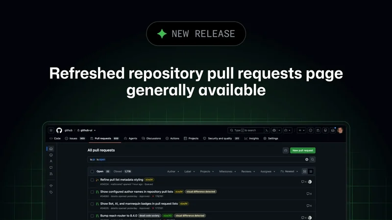GitHub Releases Refreshed Repository Pull Requests Page