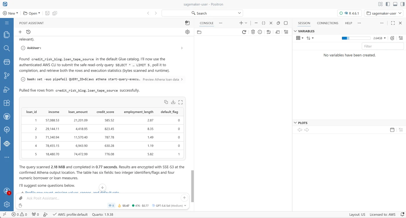 دمج بيئة Positron في Amazon SageMaker AI لتطوير مشاريع علوم البيانات