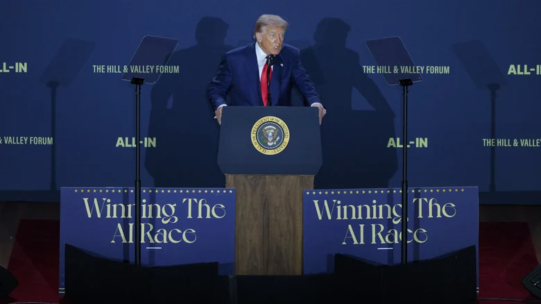 President Donald Trump during an AI-themed event.