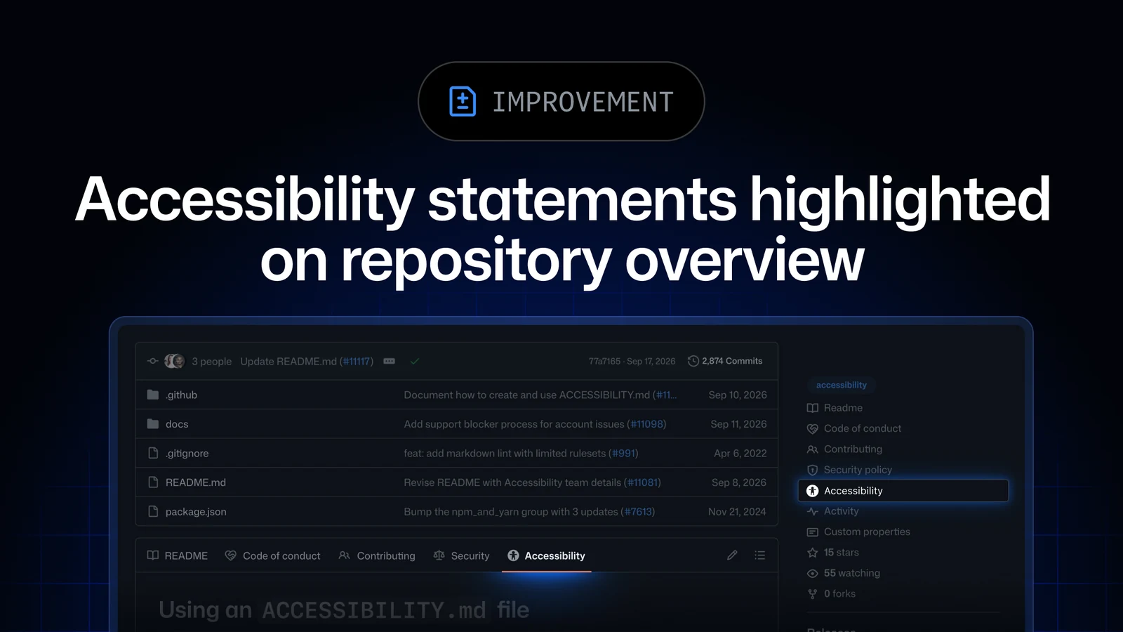 GitHub Highlights Accessibility Statements on Repository Overview