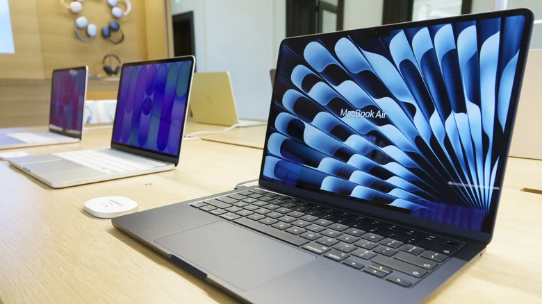 A MacBook Air on show at an Apple Store.