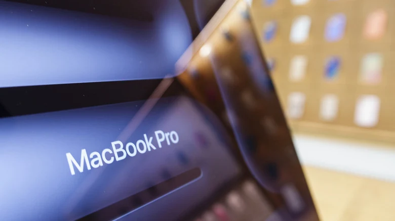 The display of a MacBook Pro in an Apple Store.
